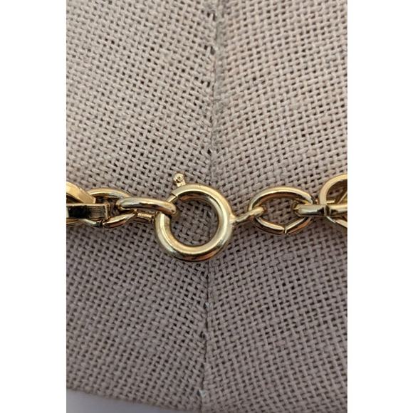 60s to 70s Mod Style Round Disk Cut Out Pendant Chunky Chain Gold Tone Necklace - Picture 6 of 8